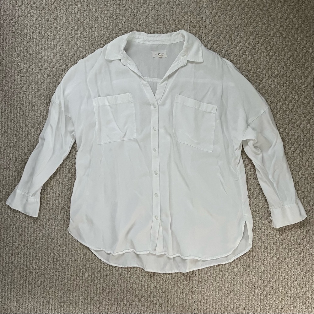 Loft Lou & Grey White Lightweight Button Down Collar Shirt
